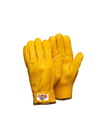 Желтые кожаные перчатки анатомического кроя GWARD FORCE GOLD
