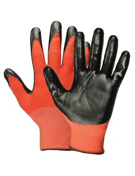 Перчатки нейлоновые с нитриловым покрытием красн./черные