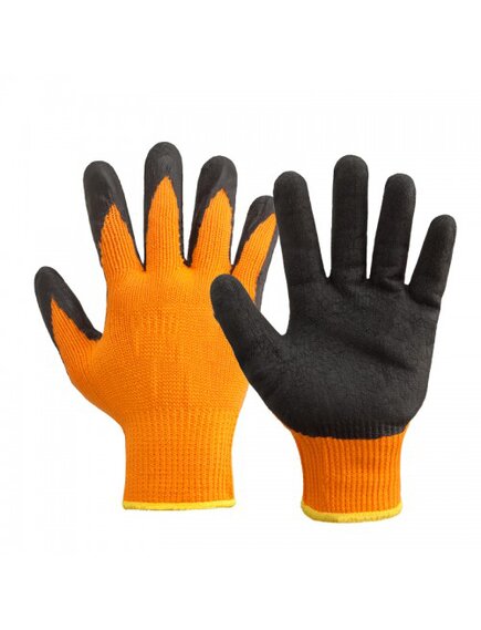 Перчатки рабочие утеплённые с рифлёным латексным покрытием