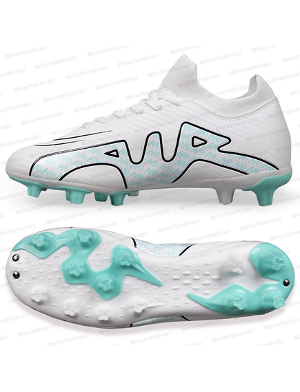 Бутсы футбольные KR-154 бело-бирюзовый DOLPHINSPORT для профессиональной игры