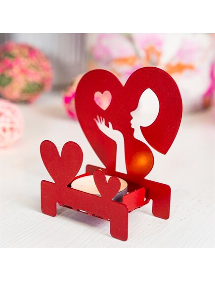 Подсвечник настольный Поцелуй декоративный металл красный 730-059R