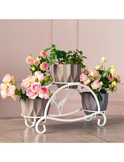 Подставка под цветы на 3 кашпо металл белая 41-010W