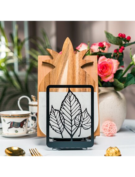 Подставка кухонная для досок Листья металл чёрный 300-227B