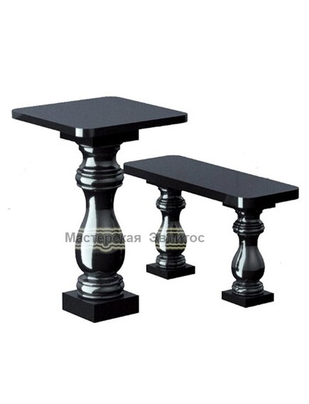 Гранитные стол и лавочка на могилу TSK 50