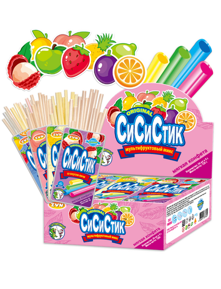 Мягкая конфета "СИ СИ СТИК" ТМ" в соломинках ZVN ТМ С ТАТУИРОВКОЙ