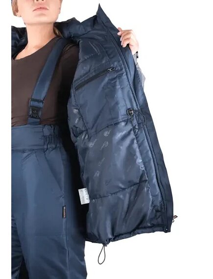 Костюм зимний женский с брюками цв.синий с серым