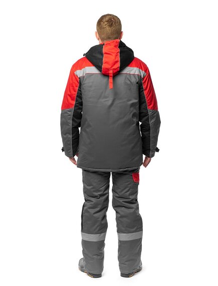 Костюм зимний мужской "Зимник", КОС631 куртка/п/к (серый/красный/черный)