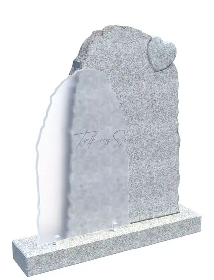 Памятник в виде надгробия со стеклом и сердцем GS0007