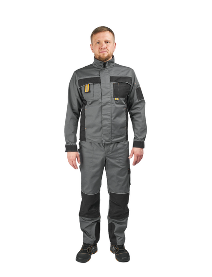 Костюм летний мужской "Лидер-1" КОС 626 серый 83/черный 9 (куртка + брюки)