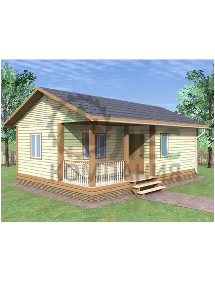 Одноэтажный дом из бруса 6X9 с террасой