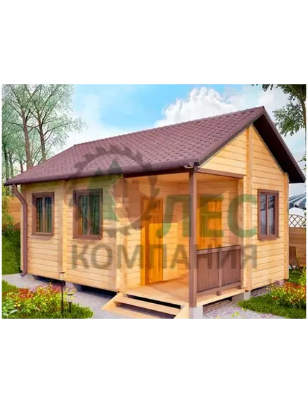 Баня 4X6 из профилированного бруса с крыльцом