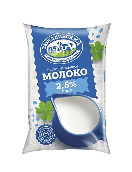 Молоко пастеризованное 2,5% финпак 0,9 л