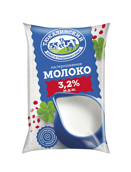 Молоко пастеризованное с м. д. ж. 3,2%, финпак 900 г.