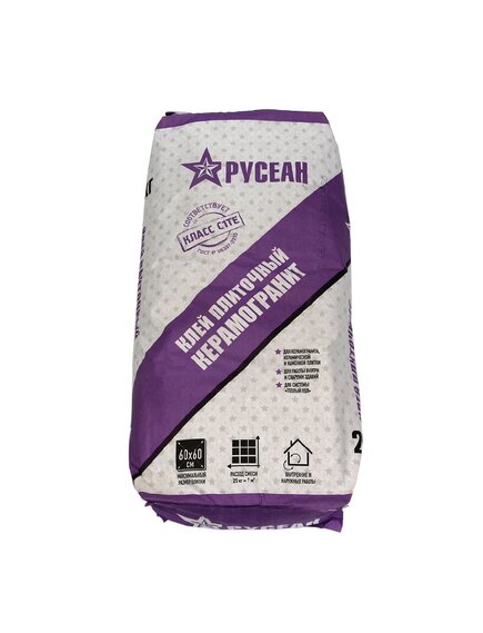 КЛЕЙ ДЛЯ ПЛИТКИ КЕРАМОГРАНИТ В МЕШКАХ ПО 25 КГ (РУСЕАН)