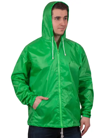 Ветровка с капюшоном без подкладки зеленый