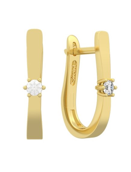 Серьги из желтого золота с бриллиантами