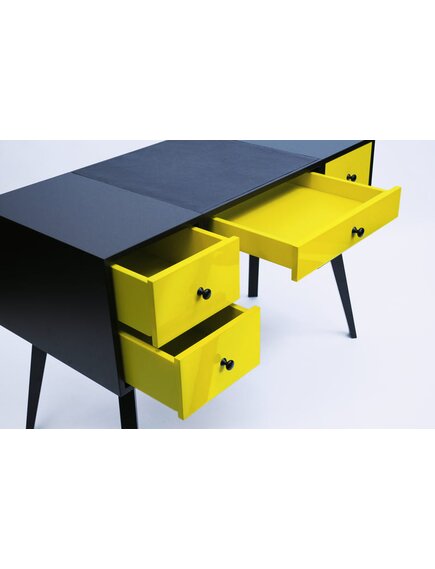 Стол RAY письменный, черный с желтым