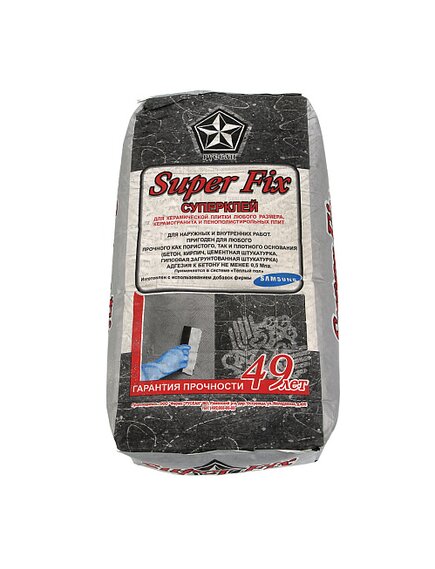 КЛЕЙ ДЛЯ ПЛИТКИ SUPERFIX В МЕШКАХ ПО 25 КГ (РУСЕАН)