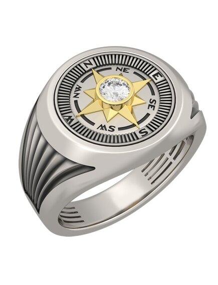 Печатка из белого золота с бриллиантами