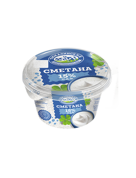 СМЕТАНА с м. д. ж. 15%, стакан 180 г