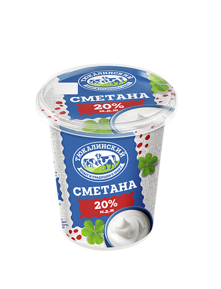 СМЕТАНА с м. д. ж. 20 %, стакан 380 г