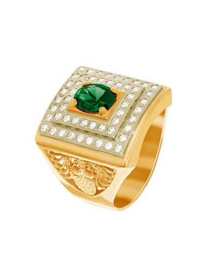 Печатка Кедр с изумрудом