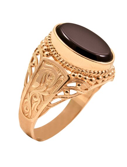 Золотая печатка Оникс овал