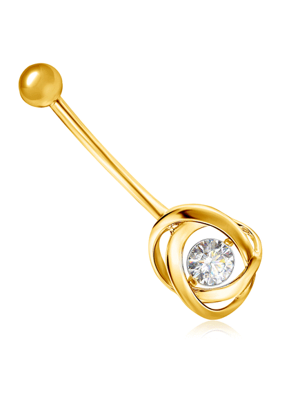 Пирсинг из желтого золота с танцующим бриллиантом