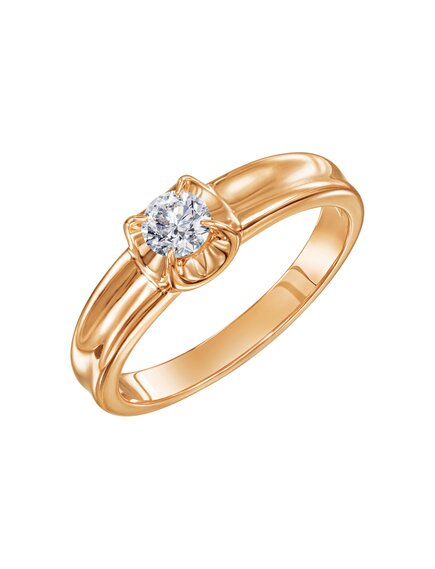 Кольцо с бриллиантом Золото 585 красное