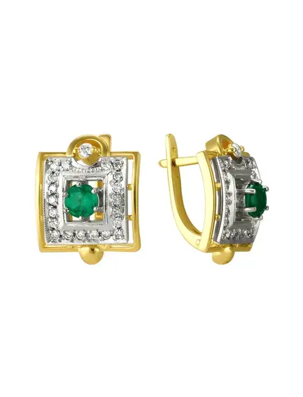 Серьги, Золото 585, изумруд