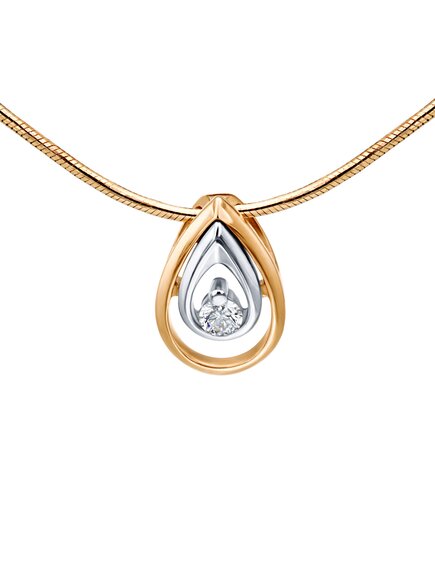 Подвеска Капля с бриллиантом Золото 585 красное