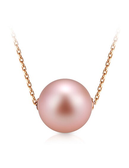 Колье из красного золота с жемчугом, плетение якорное