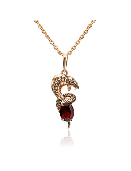 Подвеска "Защитница" из красного золота с гранатом
