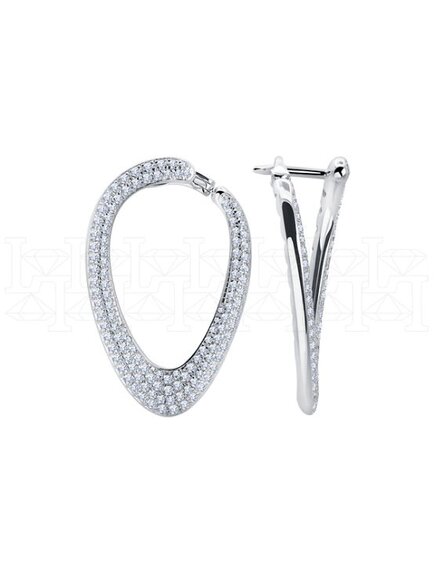 Серьги-конго из белого золота с бриллиантами