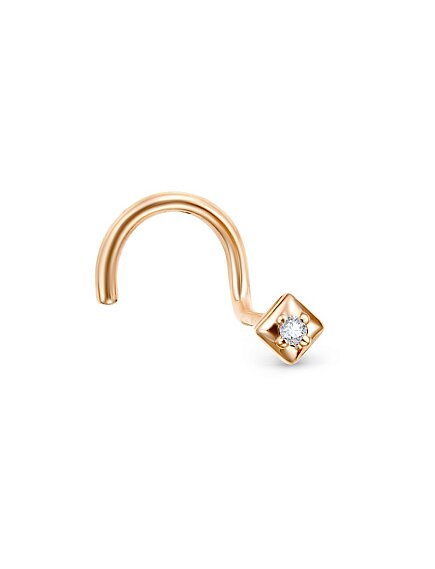 Пирсинг в нос из красного золота с бриллиантом