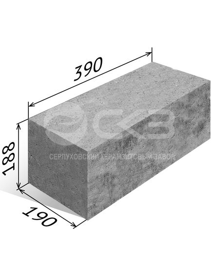 Фундаментный полнотелый блок ФБС 190
