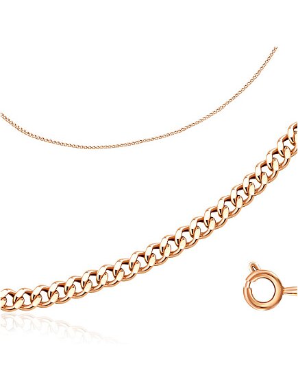 Цепь автомат из красного золота, плетение панцирное