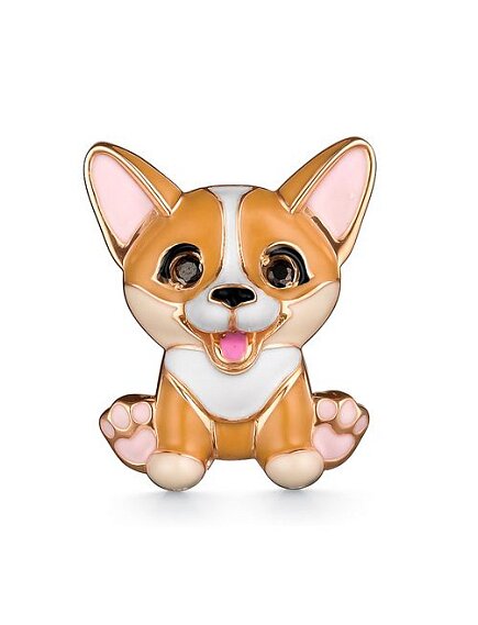 Брошь детская из серебра с фианитом, золочением, эмалью