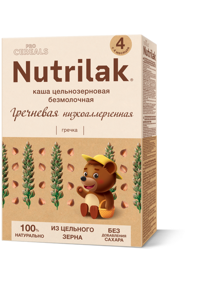 Детская каша Нутрилак безмолочная низкоаллергенная цельнозерновая Гречневая каша