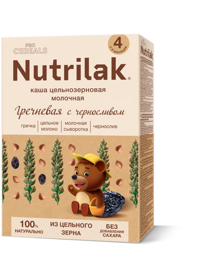 Детская каша Нутрилак молочная цельнозерновая Гречневая каша с черносливом