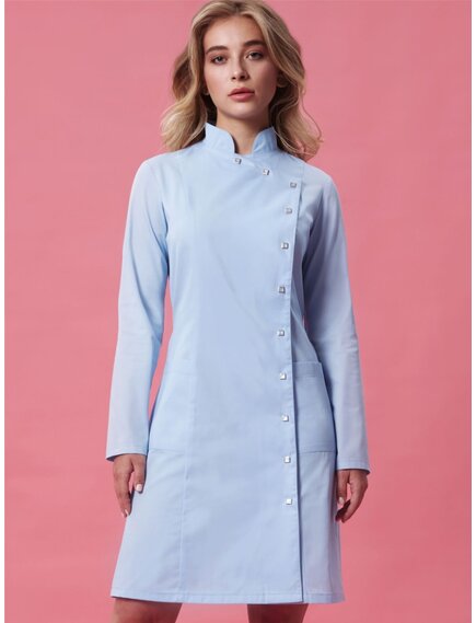 Женский медицинский халат "Алина" на кнопках голубой
