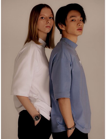 Футболка ALEXINSTYLE с высоким воротником MOCK-NECK белая