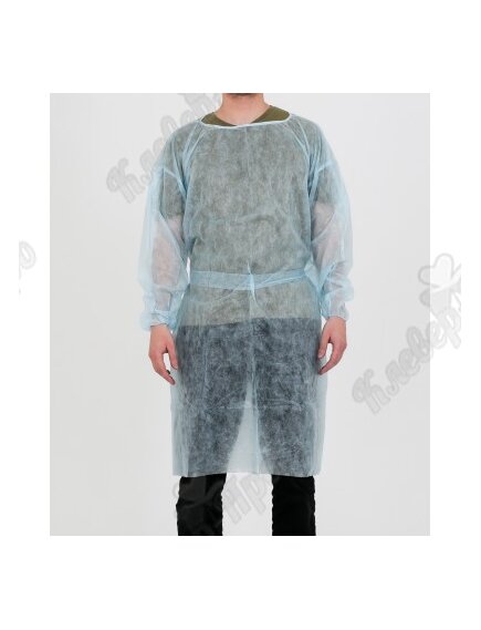 Халат операционный на двух завязках, рукав на резинке голубой