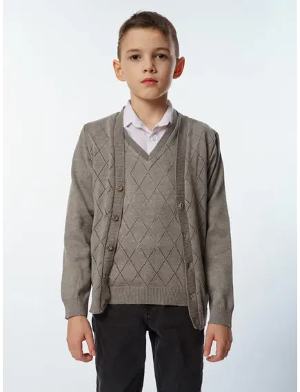 Кардиган с жилетом серый