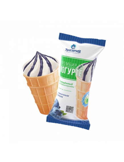 Мороженое Пломбир на йогурте с черничным джемом