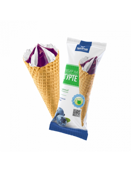 Мороженое Пломбир на йогурте с черничным джемом