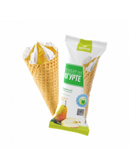 Мороженое Пломбир на йогурте с грушевым джемом