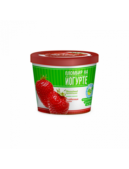 Мороженое Пломбир на йогурте с клубничным джемом