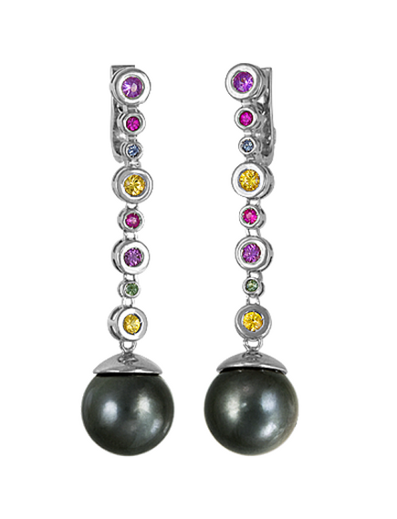 Серьги с черным жемчугом