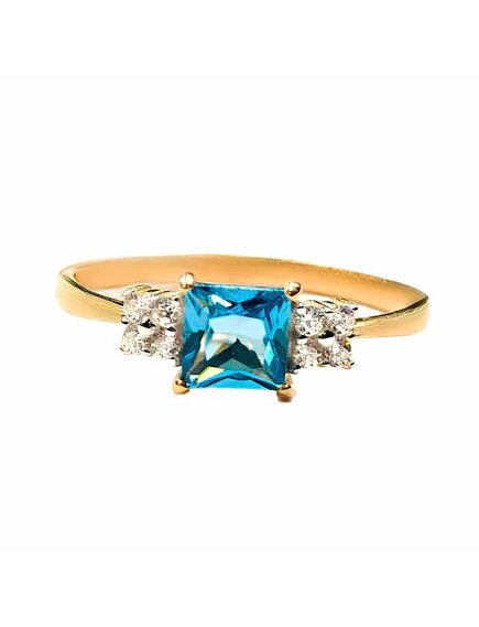 Золотое кольцо с топазом и фианитом